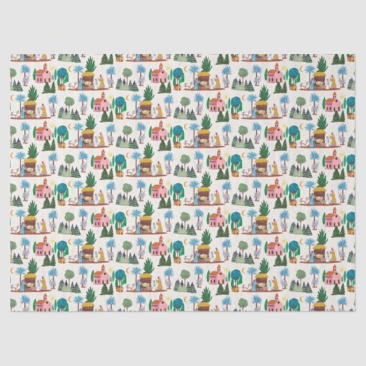 Nativity Scene Ecru Hand drawn Christmas Tissuepapier (Voorkant)