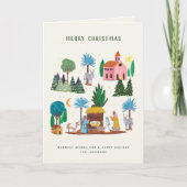 Nativity Scene Ecru Hand drawn Merry Christmas Feestdagen Kaart (Voorkant)