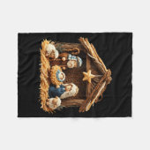 Nativity Scene Faux Yarn Crochet Jesus Christmas R Fleece Deken (Voorkant (Horizontaal))