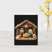 Nativity Scene Faux Yarn Crochet Jesus Christmas R Kaart (Gele Bloem)