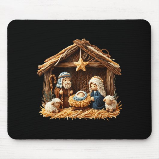 Nativity Scene Faux Yarn Crochet Jesus Christmas R Muismat (Voorkant)