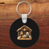 Nativity Scene Faux Yarn Crochet Jesus Christmas R Sleutelhanger (Voorkant)