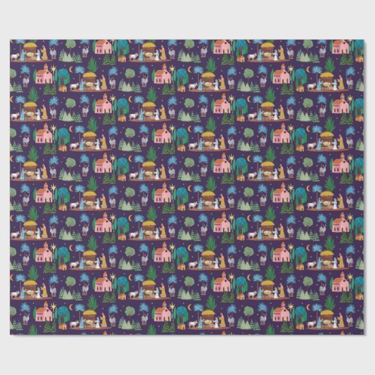 Nativity Scene Hand drawn Christmas Cadeaupapier (Vlak)