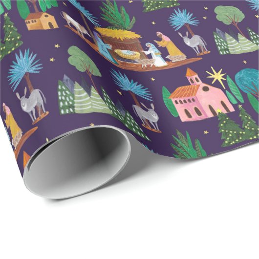 Nativity Scene Hand drawn Christmas Cadeaupapier (Rol Hoek)