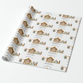 Nativity Scene Holiday Gift Wrap Christmas Family Cadeaupapier