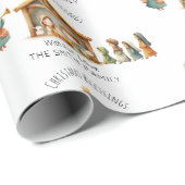 Nativity Scene Holiday Gift Wrap Christmas Family Cadeaupapier (Rol Hoek)