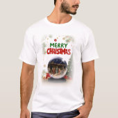Nativity Scene in Christmas Snow Globe T-shirt (Voorkant)