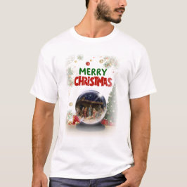 Nativity Scene in Christmas Snow Globe T-shirt