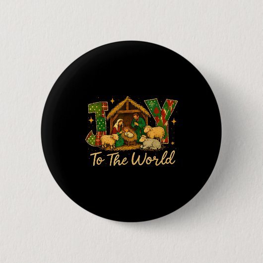 Nativity Scene Joy To The World – Christmas Faith  Ronde Button 5,7 Cm (Voorkant)