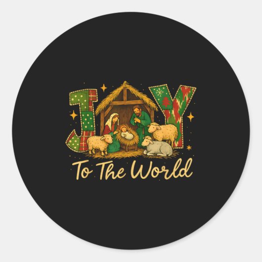 Nativity Scene Joy To The World – Christmas Faith  Ronde Sticker (Voorkant)