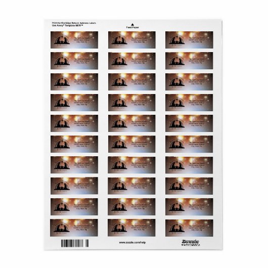 Nativity Scene Lights - Retouradreslabel Etiket (Full Sheet)