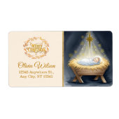 Nativity Scene "Merry Christmas" Etiket (Voorkant)