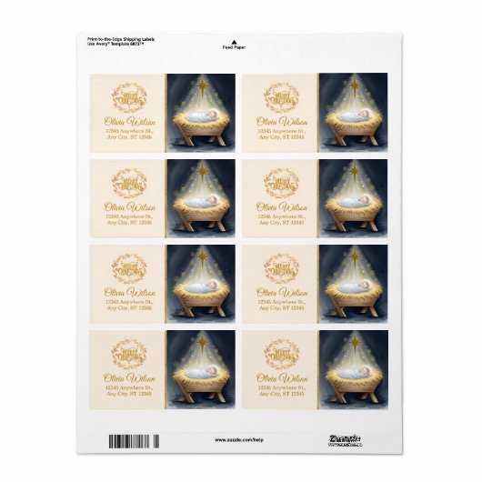 Nativity Scene "Merry Christmas" Etiket (Full Sheet)