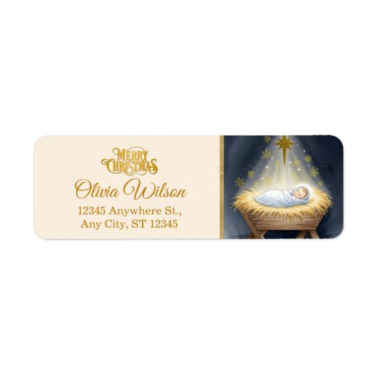 Nativity Scene "Merry Christmas" Etiket (Voorkant)
