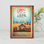 Nativity Scene "Merry Christmas & Happy New Year" Feestdagenkaart (Staand voorkant)