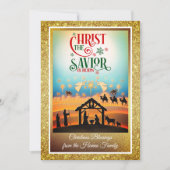 Nativity Scene "Merry Christmas & Happy New Year" Feestdagenkaart (Voorkant)