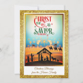 Nativity Scene "Merry Christmas & Happy New Year" Feestdagenkaart (Voorkant)