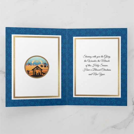 Nativity Scene "Merry Christmas & Happy New Year" Kaart (Binnen)