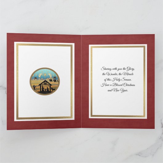 Nativity Scene "Merry Christmas & Happy New Year" Kaart (Binnen)