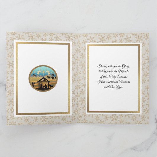 Nativity Scene "Merry Christmas & Happy New Year" Kaart (Binnen)