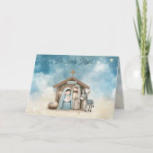 Nativity Scene Oh Holy Night Christmas Card Feestdagen Kaart (Voorkant)
