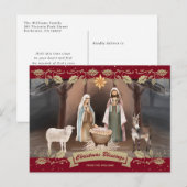 Nativity Scene Red Christian Christmas Feestdagenkaart (Voorkant / Achterkant)