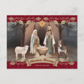 Nativity Scene Red Christian Christmas Feestdagenkaart (Voorkant)