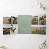 Nativity Scene Religious Family Photo Christmas Drieluik Uitnodiging (Binnen)