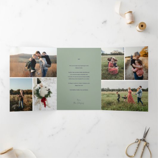 Nativity Scene Religious Family Photo Christmas Drieluik Uitnodiging (Binnen)