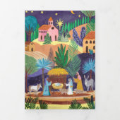 Nativity Scene Religious Family Photo Christmas Drieluik Uitnodiging (Cover)