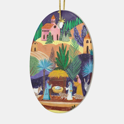 Nativity Scene Religious Family Photo Christmas Keramisch Ornament (Links)