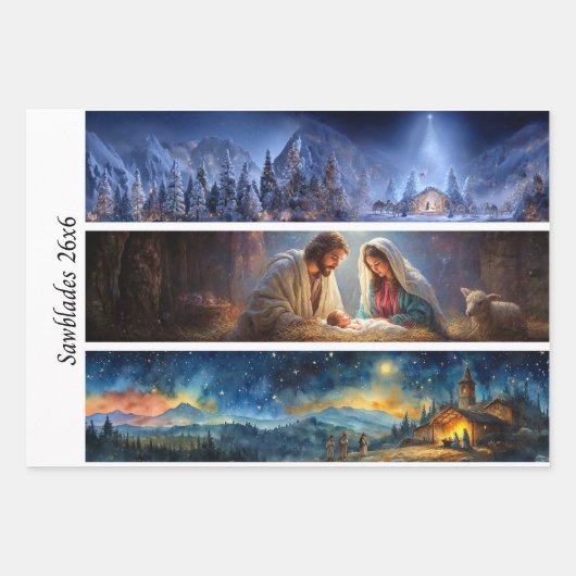Nativity Scene Wrapping Paper Decoupage Handsaw  (Voorkant)