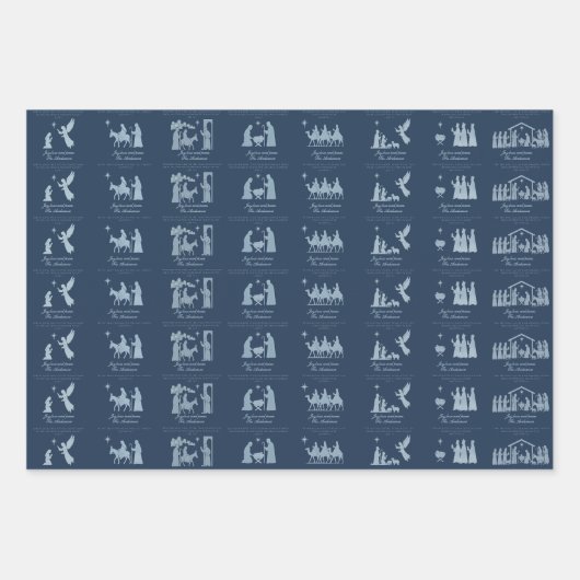 Nativity Scene Wrapping Paper Flat Sheet Set of 3 (Voorkant 3)