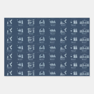Nativity Scene Wrapping Paper Flat Sheet Set of 3
