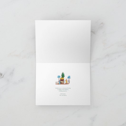 Nativity Scenen 2 Photos Christmas Greeting Card (Binnen)