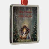 Nativity Serenity: Peaceful Christmas Wishes Metalen Ornament (Rechts)