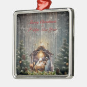 Nativity Serenity: Peaceful Christmas Wishes Metalen Ornament (Links)