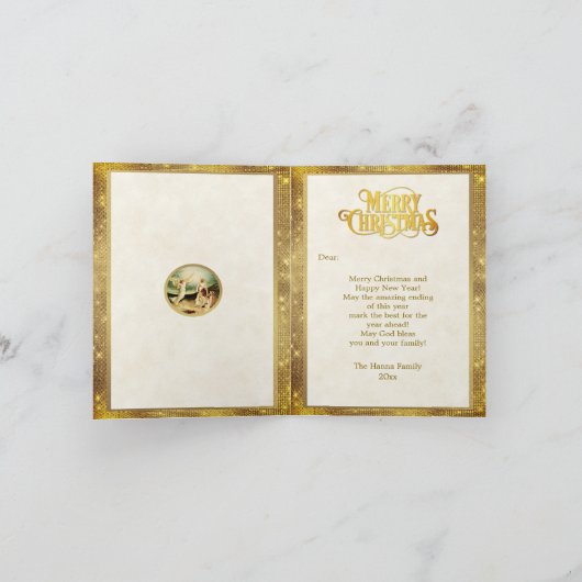 Nativity Shepherds & Angels Golden Christmas (Binnen)