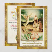 Nativity Shepherds & Angels Golden Christmas Kaart (Voorkant / Achterkant)