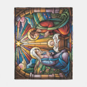 Nativity Stained Glass Art – Holy Family Christmas Fleece Deken (Voorkant)
