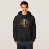 Nativity Stained Glass Art – Holy Family Christmas Hoodie (Voorkant volledig)