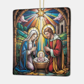 Nativity Stained Glass Art – Holy Family Christmas Keramisch Ornament (Links)