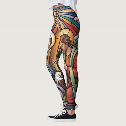 Nativity Stained Glass Art – Holy Family Christmas Leggings (Links)
