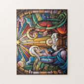 Nativity Stained Glass Art – Holy Family Christmas Legpuzzel (Verticaal)