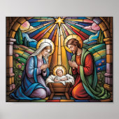 Nativity Stained Glass Art – Holy Family Christmas Poster (Voorkant)