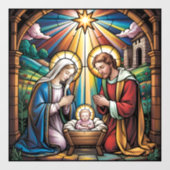 Nativity Stained Glass Art – Holy Family Christmas Raamsticker (Vel)