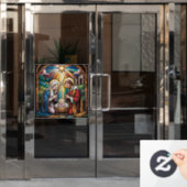 Nativity Stained Glass Art – Holy Family Christmas Raamsticker (Kantoordeur)