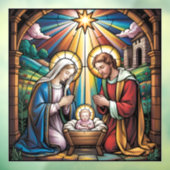 Nativity Stained Glass Art – Holy Family Christmas Raamsticker (Vel 3)