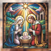 Nativity Stained Glass Art – Holy Family Christmas Raamsticker (Vel 2)