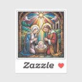 Nativity Stained Glass Art – Holy Family Christmas Sticker (Vel)